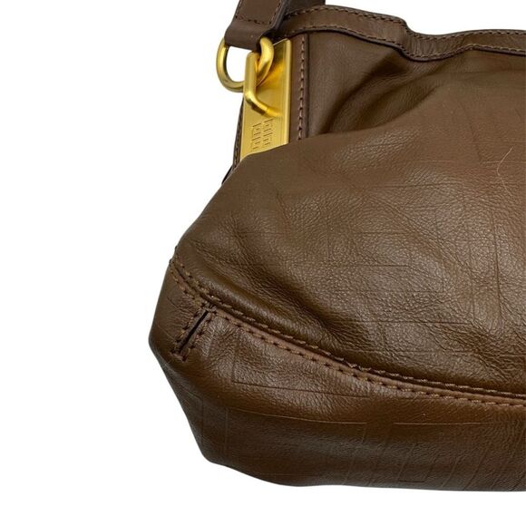 Auth Givenchy Brown Embossed Leather Small Shoulder Bag Hobo - Picture 13 of 16